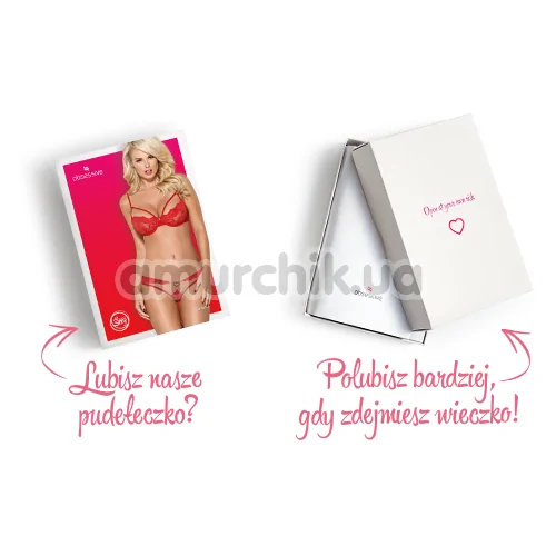 Комплект Obsessive 829-SET-3 красный: бюстгальтер + трусики-стринги 