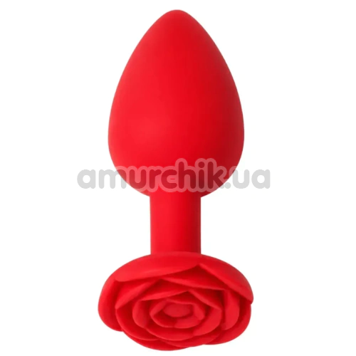 Анальная пробка Alume Silicone Rose Plug S, красная - Фото №1