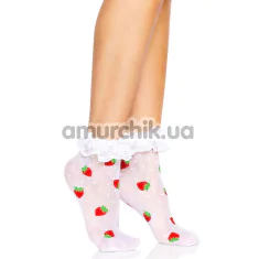 Носки Leg Avenue Strawberry Ruffle Top Anklets, белые - Фото №1