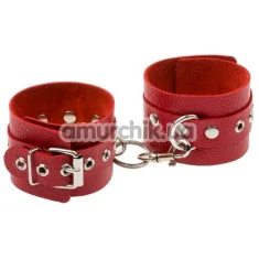 Наручники sLash Leather Double Fix Hand Cuffs, красные - Фото №1