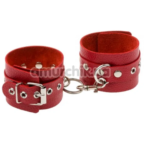 Наручники sLash Leather Double Fix Hand Cuffs, красные - Фото №1