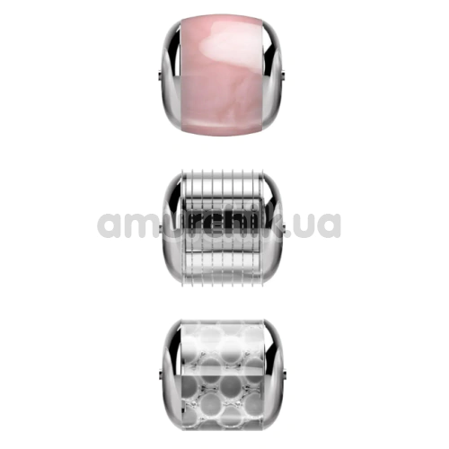 Массажер-роллер для лица с микроиглами Geske MicroNeedle Face Roller 9 in 1, ярко-розовый