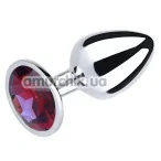 Анальна пробка з червоним кристалом SWAROVSKI Silver Ruby Big, срібна - Фото №1