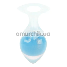 Анальная пробка Univibe Glow-In-Dark Smooth S, голубая - Фото №1