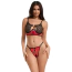 Комплект Star Night Mesh & Rings Set, червоно-чорний: бюстгальтер + трусики-стрінги - Фото №1