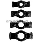 Набор эрекционных колец TitanMen Cock Ring Set, 4 шт черный - Фото №1