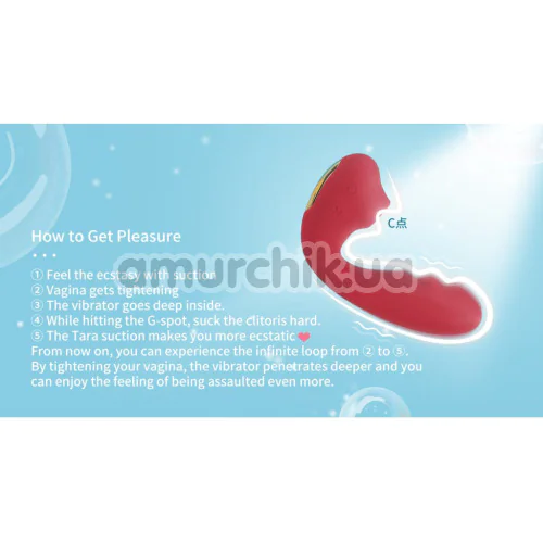 Вибратор с вакуумным стимулятором BeYourLover Tara, красный