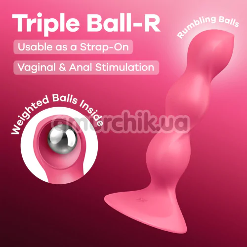 Фалоімітатор Satisfyer Triple Ball-R, рожевий