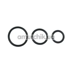 Набір ерекційних кілець Cock&Ball Rings Rubber Set, чорний - Фото №1