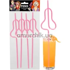 Трубочки для напитков Penis Trinkhalme - розовые, 4 шт - Фото №1