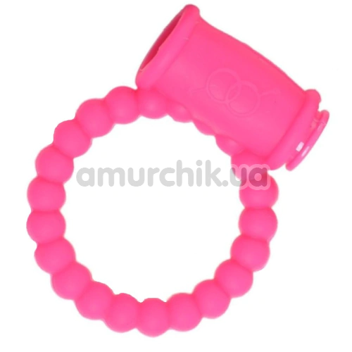 Виброкольцо для члена Hision Beads Ring, розовое - Фото №1
