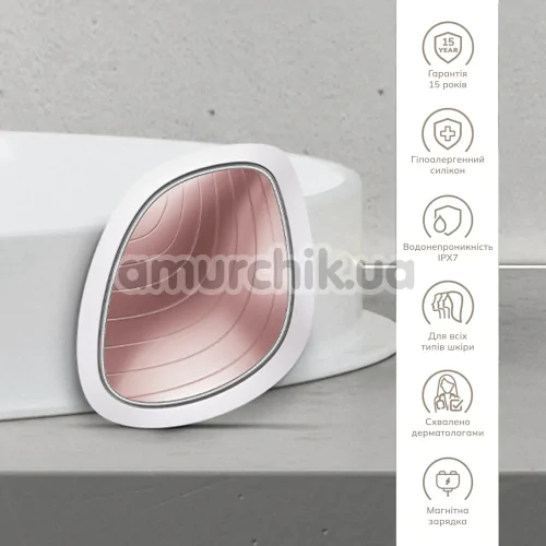 Ультразвуковой массажер-маска для лица Geske Sonic Warm & Cool Mask 9 in 1, бело-розовый