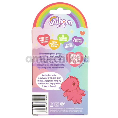 Вібратор-брелок Unihorn Mini Peachy Pony, помаранчевий