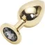 Анальна пробка з чорним кристалом SWAROVSKI Steel Jewel Plug, золота