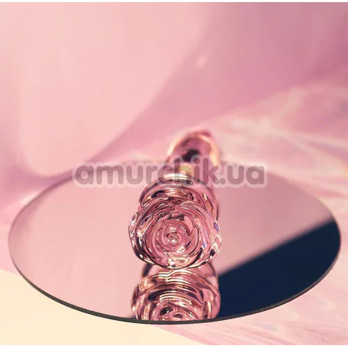 Анальна пробка Glaze Glass Rosebud Beaded Plug 5.5, рожева