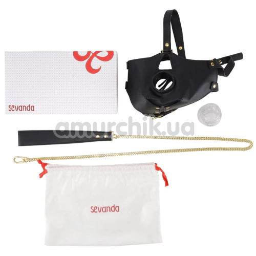 Маска для минета Lockink Blowjob Head Muzzle With Leash, черная