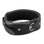 Нашийник з напівкільцем Zado Fetish Leather Collar S/M, чорний - Фото №1