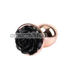 Анальна пробка з чорною трояндою Matrix Evil Spark Rose Anal Plug M, золота - Фото №1