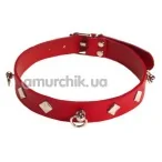 Ошейник с тремя колечками sLash SUB leather Choker, красный - Фото №1