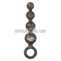 Анальная цепочка Naughty Bits Silicone Booty Beads, черно-золотая - Фото №1