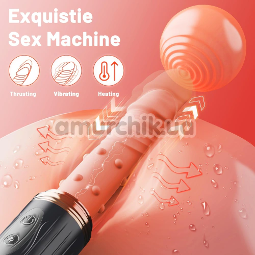 Вібратор з поштовхами і підігрівом Thrusting Dildo Sex Machine Vibrator Heating Function, тілесний