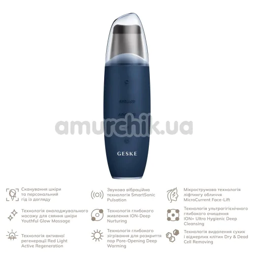 Мікрострумовий скрабер для шкіри обличчя Geske MicroCurrent Skin Scrubber & Blackhead Remover 9 in 1, синій