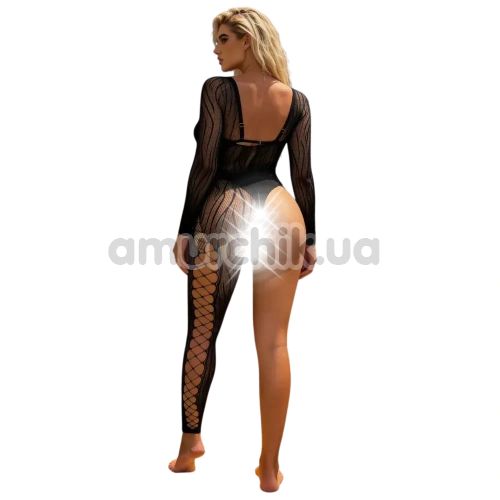 Комбінезон Star Night One Shoulder Stripe Bodystocking, чорний