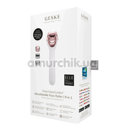 Массажер-роллер для лица с микроиглами Geske MicroNeedle Face Roller 9 in 1, кремовый