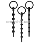 Набор из 3 уретральных вставок Knot-Knot Silicone Urethral Sounding Kit I, черный - Фото №1