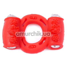 Віброкільце для члена Boss Series Ring Double, червоне - Фото №1