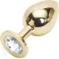 Анальна пробка з прозорим кристалом SWAROVSKI Steel Jewel Plug, золота