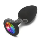 Анальна пробка з мультикольоровим кристалом Anal Play Rainbow Booty Jewel Small, чорна - Фото №1