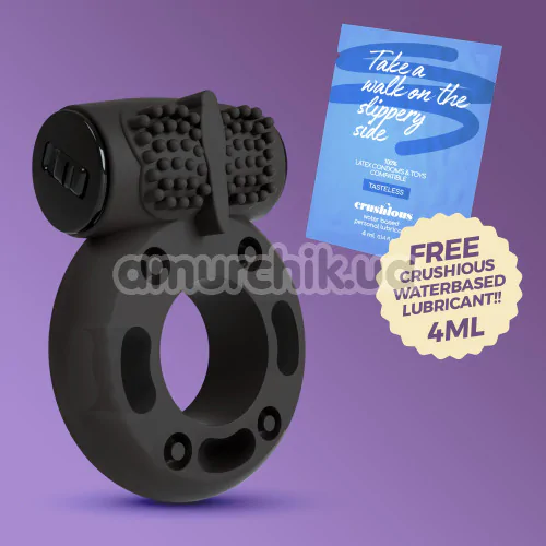 Виброкольцо для члена Crushious Booster Vibrating Cockring, черное