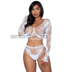 Комплект Be Wicked Floral Delight Bodystocking, білий: топ + трусики - Фото №1