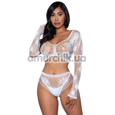 Комплект Be Wicked Floral Delight Bodystocking, білий: топ + трусики - Фото №1