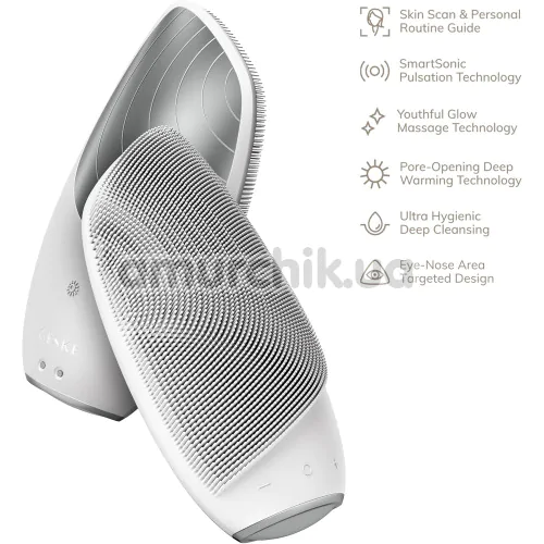 Ультразвуковая щетка для лица Geske Sonic Thermo Facial Brush 6 in 1, белая