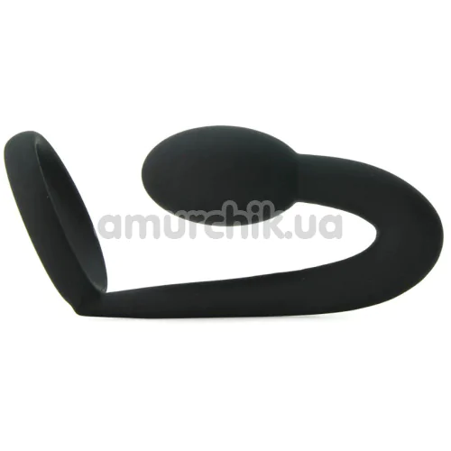 Стимулятор простаты с эрекционным кольцом Master Series Prostatic Play Silicone Cock Ring and Prostate Plug, черный