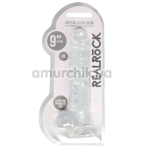 Фаллоимитатор Realrock Crystal Clear Dildo Realistic 9, прозрачный