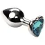 Анальна пробка з блакитним кристалом SWAROVSKI Silver Heart Topaz, срібна