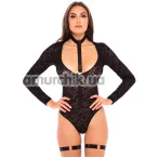 Комплект Up To My Neck 4-Piece Set With Choker, черный: боди + портупея + гартеры - Фото №1
