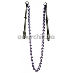 Зажимы для сосков длинные с цепочкой Lucky Bay Nipple Play Chain, фиолетовые - Фото №1