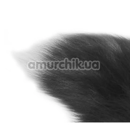 Анальна пробка з чорно-блакитним хвостом Horny Kitten, чорна