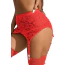 Комплект Star Night High Waisted Vintage Garter Set, красный: трусики-стринги + пояс для чулок - Фото №2