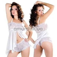 Комплект Hot Nights White: пеньюар + трусики-стринги (модель ERL300003) - Фото №1