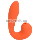 Вибратор с вакуумным стимулятором Sweet Em Velvet Lure Octocurl, оранжевый - Фото №1