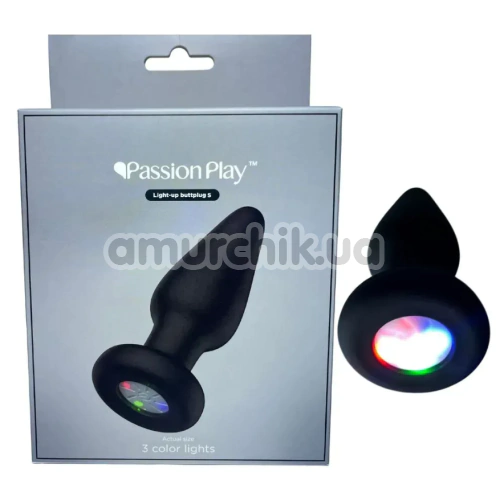 Анальная пробка с подсветкой Passion Play Light-up Buttplug S, черная