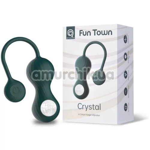Вагінальні кульки з вібрацією Magic Motion Fun Town Crystal, зелені