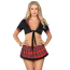 Костюм школьницы Star Night Crop Top Plaid Skirt Schoolgirl Costume Set, черно-красный: топ + юбка - Фото №1