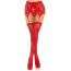 Комплект Leg Avenue Lace Thigh Highs & Garterbelt, красный: чулки + пояс - Фото №2