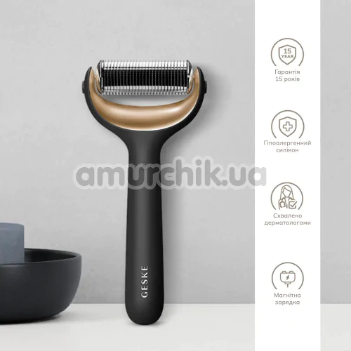 Массажер-роллер для лица и тела с микроиглами Geske MicroNeedle Face & Body Roller 8 in 1, серый